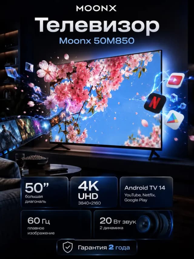 Телевизор Moonx 50M850, чёрный