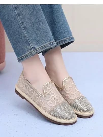 Женские слипоны, летние, весенние — JMMM-DIOR-БЕЖЕВ-36