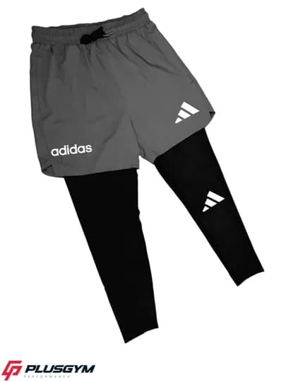 Мужские шорты для фитнеса, с лосинами — PLUSGYM-SHORTIKADIDAS-СЕРЫЙ-4XL