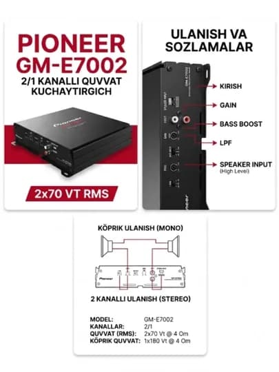 Усилитель Pioneer Усилитель GM-E7002 2-канальный