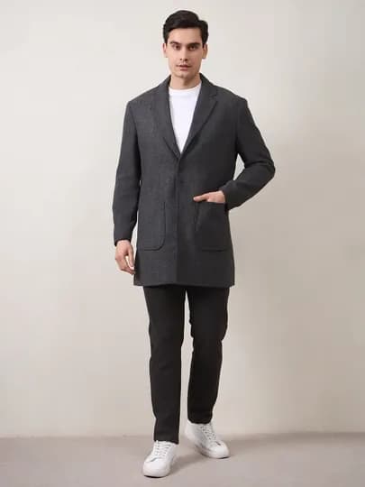 Пальто удлинённое на клёпках JUST JT9504-6310 — JUST-JT96310-ТЕМНСЕР-L