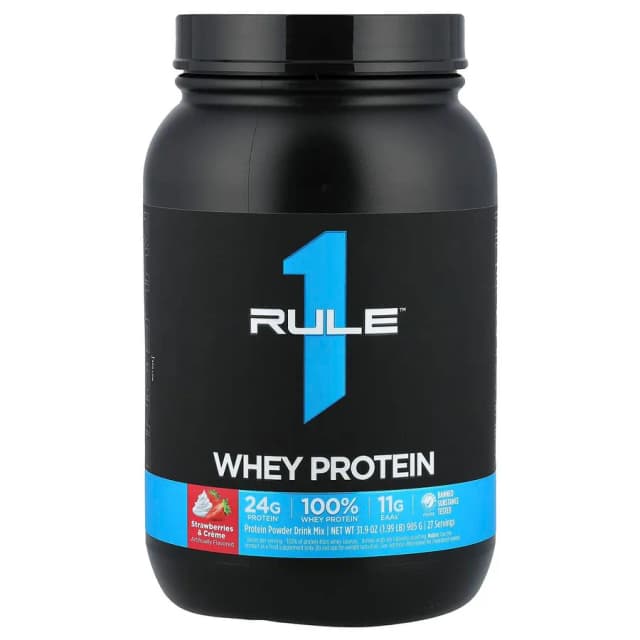 Сывороточный протеин RULE1 Whey Protein strawberries & creme, 900 г