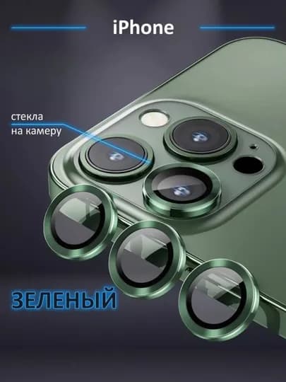 Защитное стекло на камеру Apple iPhone 11/12/13/14/15/16/17 Pro/Pro Max — 1SONLIK-ZASHITA-ЗЕЛЕН-16