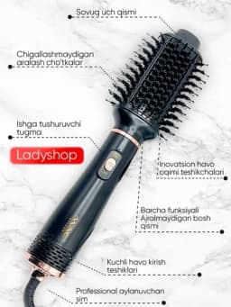 Фен-щетка MAC Styler 1000W, фен браш для сушки и укладки волос, 3 режима, 360° кабель