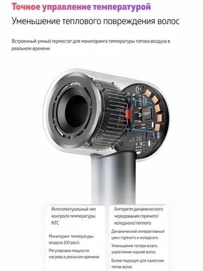 Фен Uakeen ZZ25011 2800 Вт, ионный, 3 скорости, 4 температуры — GGOODS1-ZZ25011-СИНИЙ