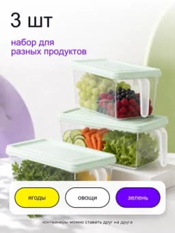 Контейнеры для холодильника с ручками, контейнер для продуктов, боксы для заморозки — DB-MKONXLD-ПРОЗР-1
