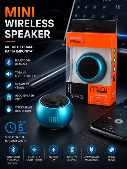 JBL M3 Mini Portable Speaker – компактная Bluetooth колонка — LUXE123-MINIKALONKA-СИНИЙ