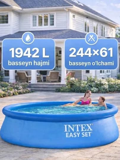 Надувной бассейн Intex Easy Set, надувной бассейн, объём на выбор — от 886 до 5621 литра — QUVNOQQ-NADUVNOYLARQUVNOQB-СВЕТСИН