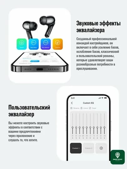 Беспроводные наушники HOCO Bluetooth — SMARTSE-EQ24-ЧЕРНСТЕ