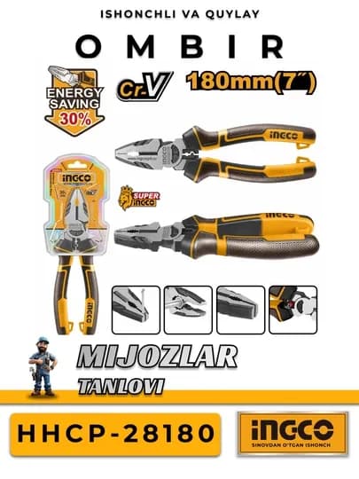 INGCO HHCP-28160 HHCP-28180 прочные и универсальные комбинированные плоскогубцы — INJON-OMBIR4-ГОРЧИЧ