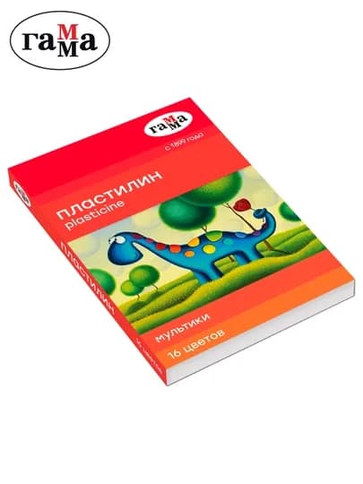 Пластилин Гамма "Мультики", 16 цветов, 320 г, со стеком, картонная упаковка, 280027