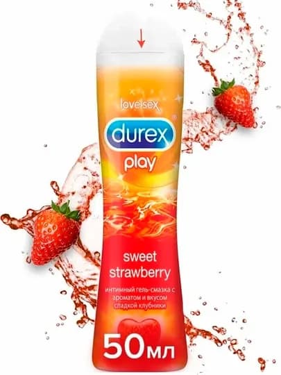 Durex гель-смазка для интимного применения Sweet Strawberry, сладкая клубника, 50 мл