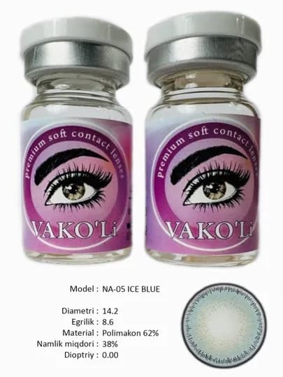 VAKO'Li, Цветные контактные линзы для глаз, 12 месяцев, без диоптрий, для красоты — ЛИНЗЫ-Б-ИНДИГО