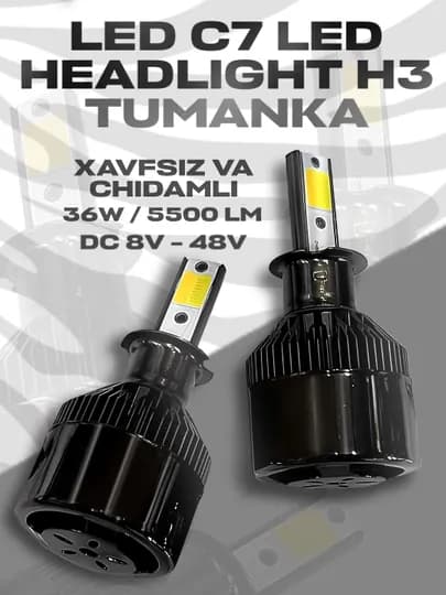 LED C7 HEADLIGHT H3 6000K галогеновые лапмы