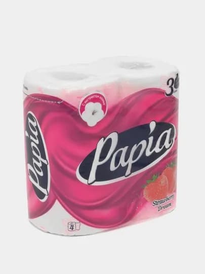 Туалетная бумага Papia, клубника 3 слоя 4 шт