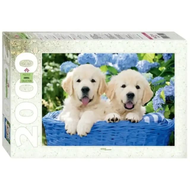 Puzzle Animal collection Щенята в корзине 2000 pazllari