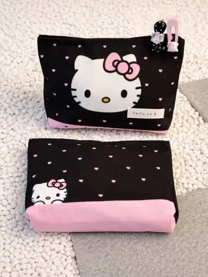 Косметичка Hello Kitty в чёрно-розовом цвете