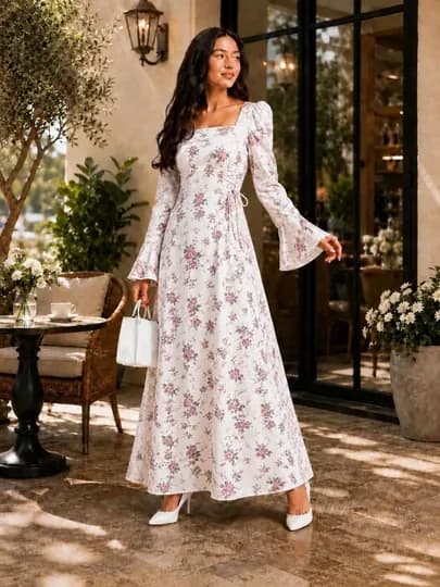Женское длинное платье, летнее, с поясом на талии — SMBSHOP-LOLAKUYLAK-ФУКСИЯ-4446