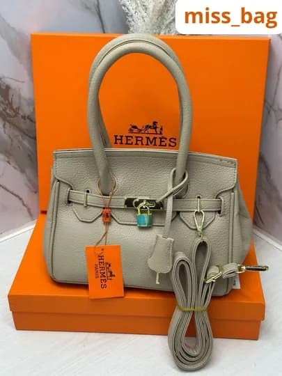 Женская сумка в стиле бренда HERMES (+ коробка и документы) — MISSBAG-HERMES3R-БЕЖЕВ-herms25