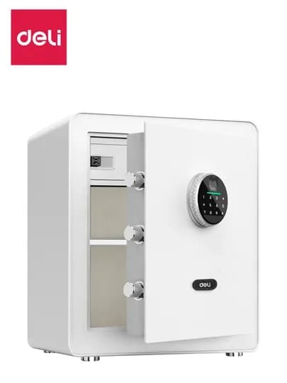 Сейф 20 кг H450*W380*D320 с отпечатком, белый ET634 Deli, 634-ET