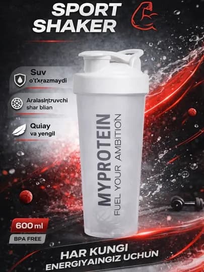 Спортивная бутылка для протаина и гейнера, Шейкер унисекс — WORTHYS-SHEYKER-ЛЕДЯН