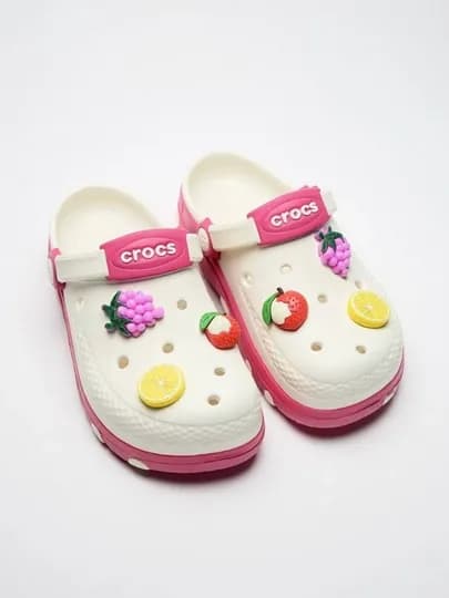 Современная детская обувь Crocs, EVA , с нескользящей подошвой, с задним ремешком, 30-35 — YDI-KROKCH-БЕЛЫЙ-3435