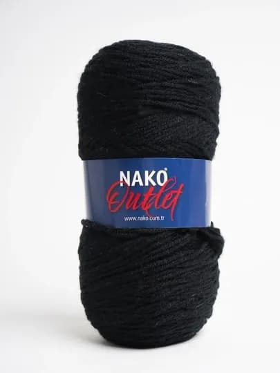 Пряжя Nako Outlet - 100% акрил, 450 м, 150 гр - 200 гр (+-5г, 10%+-) в упаковке 1 шт — PRYAJA1-NAKO3-ЧЕРН