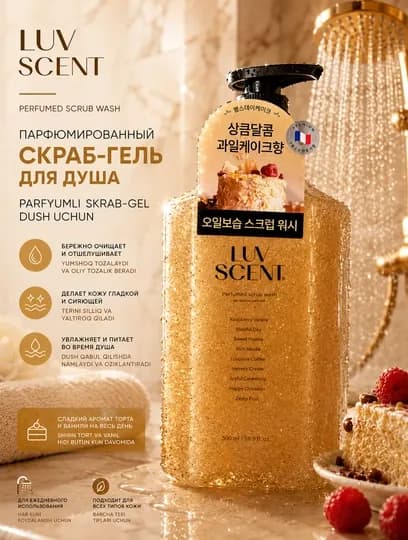 Парфюмированный скраб-гель для душа, LUV SCENT Cotton Blossom, 500 мл — ODINES-GELSKRAB-КАРМЛН