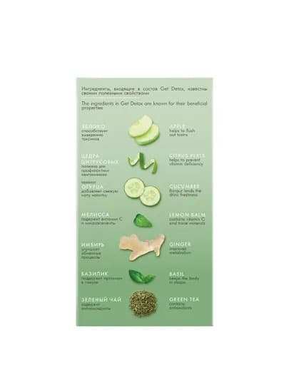 Чай зелёный TESS Get Detox с добавками 1,5гр*20 пакетиков