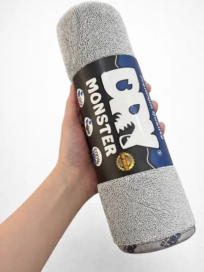 Полотенце из микрофибры DRY MONSTER, 55 × 75 см — супервпитывающее для сушки авто, 600% — IROND-MONSTERSOCHIQ-СЕРЫЙ
