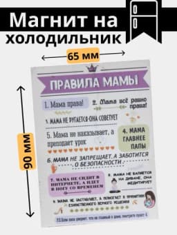 Магнит на холодильник "Правила дома, Правила мамы, Правила кухни и другие" — МАГНИТ3-МАГНИТ5-КРАСН
