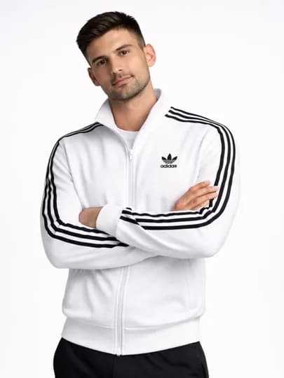 Мужская спортивная олимпийка Adidas, верх на молнии, белого цвета — SPACES-SPORTIVKA-БЕЛЫЙ-S