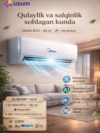 MIDEA INVERTER 12 (ALBAWF-12LV) – Современный и энергоэффективный кондиционер