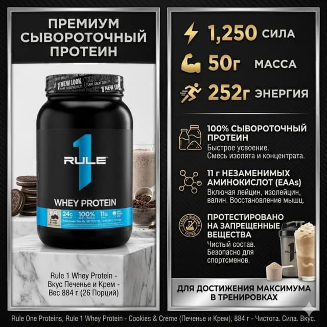 Сывороточный протеин RULE1 Whey Blend, 884 г
