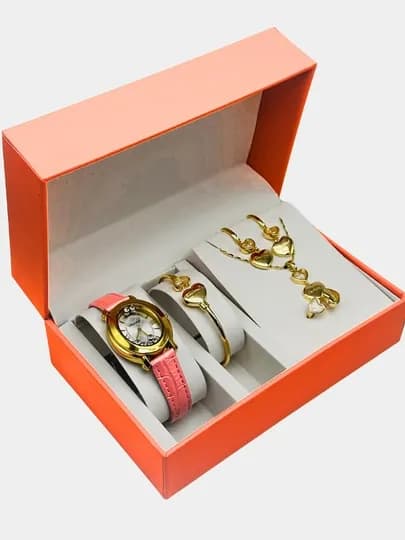 Комплект украшений, серьги, кольцо, браслет, чась цепочка, Messika Bvlgari, Vancleef — NOZE01-CHOPARD-ЖЕЛТ-QIMMAT