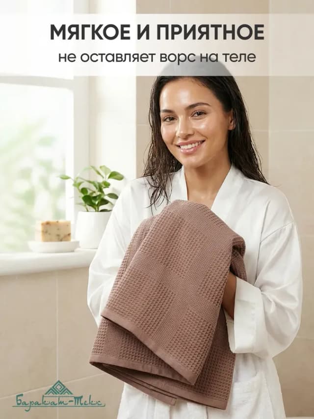 Полотенце банное вафельное набор 2 шт 65х135