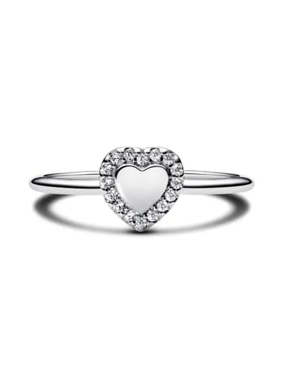 Кольцо Pandora Engravable Heart Halo Ring, 193801C01 cеребро 925 пробы