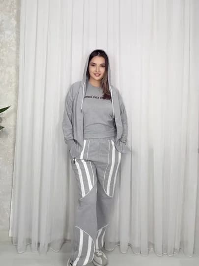 Женскмй спортивный костюм, стандартная, комплект 44-48 — NURSHOE-ADIDAS-СЕРЫЙ-Freesize