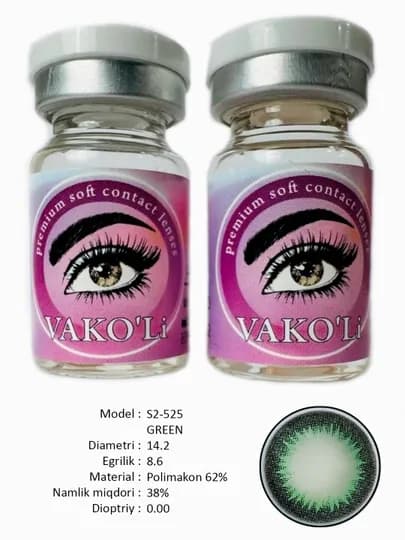 VAKO'Li, Цветные контактные линзы для глаз, 12 месяцев, без диоптрий, для красоты — ЛИНЗЫ-Д-ЛАЙМ