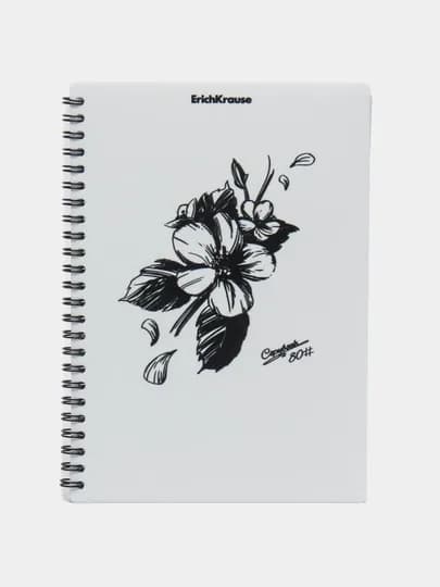 Тетрадь ErichKrause Blossom, Black and White, А5, 80 листов, клетка 54118 q0000053651