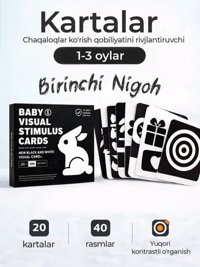 Набор развивающих визуальных карточек для детей 0-36 месяцев — BIZI-BABYVIS-УГОЛЬН