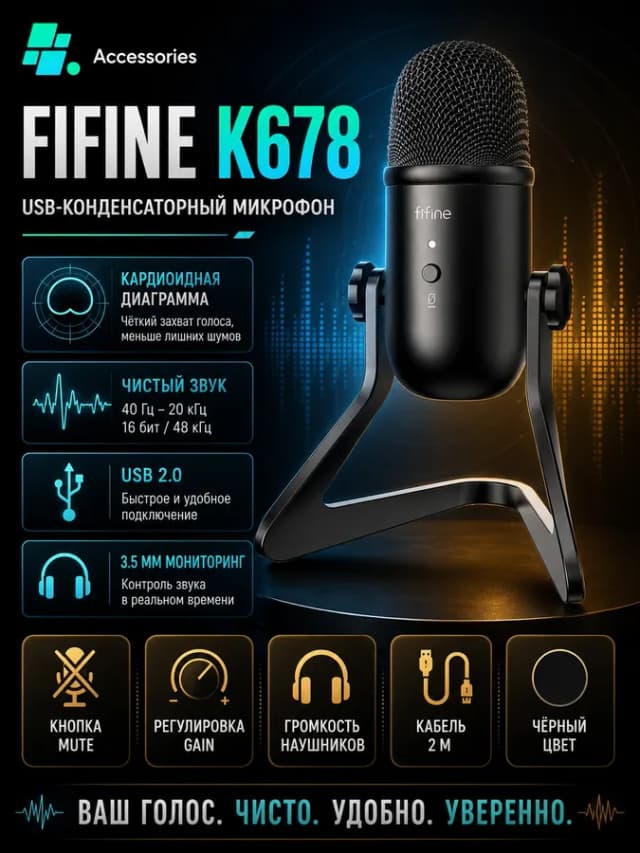 Микрофон fifine K678, черный