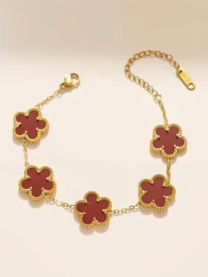 Женский браслет в стиле Van Cleef — DUSH111-VANKLEF1-БАГРОВ