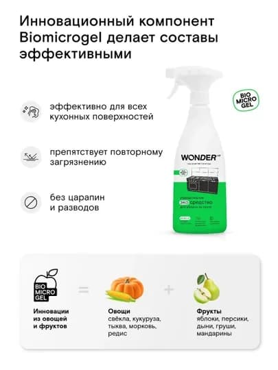 Эко средство для уборки на кухне Wonder Lab (антижир)