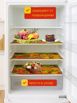 Коврики для холодильника, набор 4 шт, коврик для кухни, коврики на полку — MARIA-6917RUG-АЛЫЙ