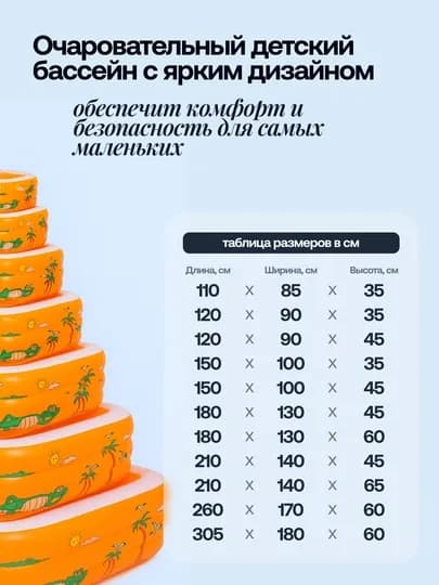 Надувной бассейн для детей, с красочными рисунками, для летних игр и купания — POOLLAN-BSYN-ОРАНЖ-SLC030