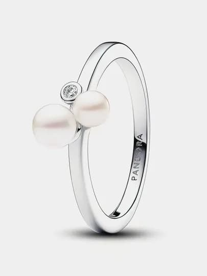 Кольцо с дуэтом жемчужин Pandora 193156C01