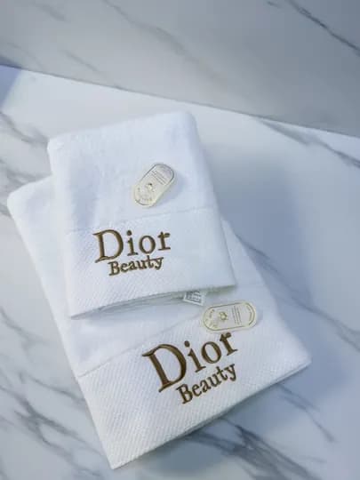 Набор из двух полотенец: для лица и душа. Стиль DIOR, HERMES, CHANEL — PASTELT-SOCH001-БЕЛЫЙ