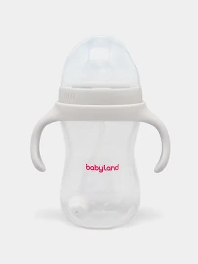 Бутылочка BabyLand, натуральный силикон, для кормления малышей, без BPA, 125, 260 мл — BLANDO-BUTILKA-ТЕМНСЕР-180TRUB