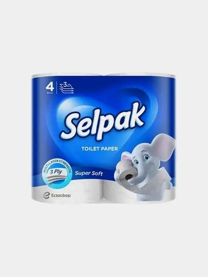 Бумажное полотенце ''Selpak'', Супер мягкое, 3-х слойное, 4 рулона в упаковке